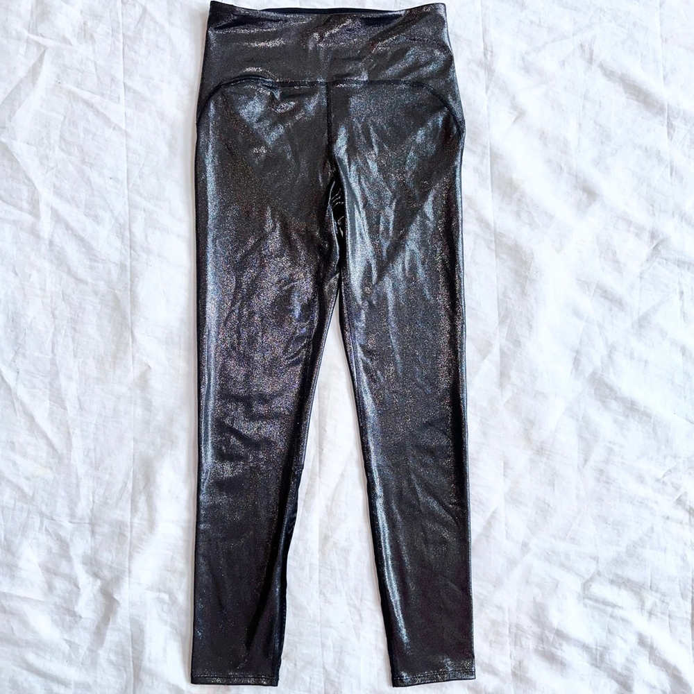 NWOT Women’s Small JoyLab Cropped/Ankle Shimmer Black Athleisure Leggings